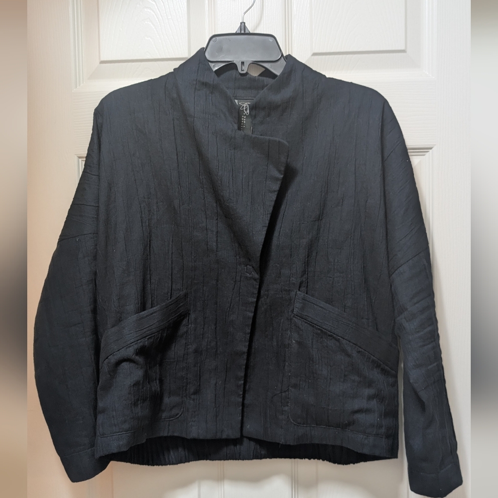 Maria Cornejo open Drape jacket Navy Blue Cotton Gauze Size 6